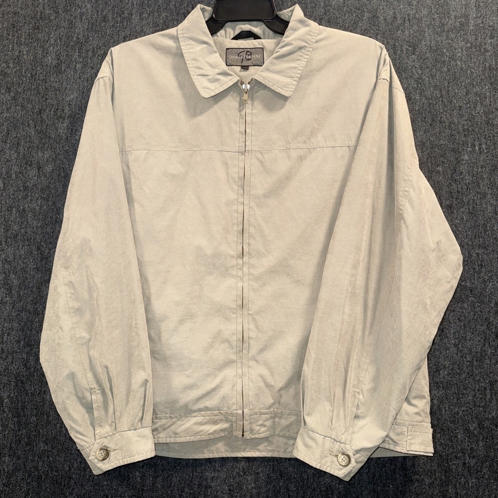 Geoffrey Beene Mens Full Zip Jacket Sleeve Beige XLarge Minimalist Windbreaker